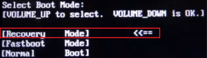 Как исправить "Select boot mode volume up to select volume down is ok"