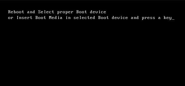 reboot and select proper boot device and press a key что делать