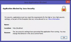 что значит Application blocked by java security