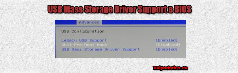 Для чего в БИОС USB Mass Storage Driver Support?